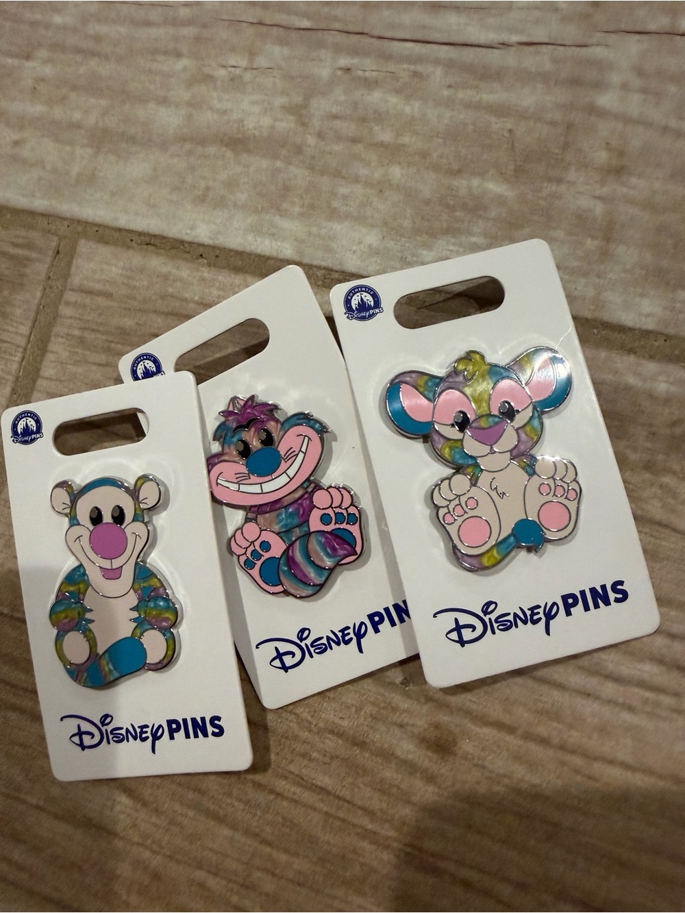 Disney tie dye Character Enamel Pins tigger Cheshire Cat and simba